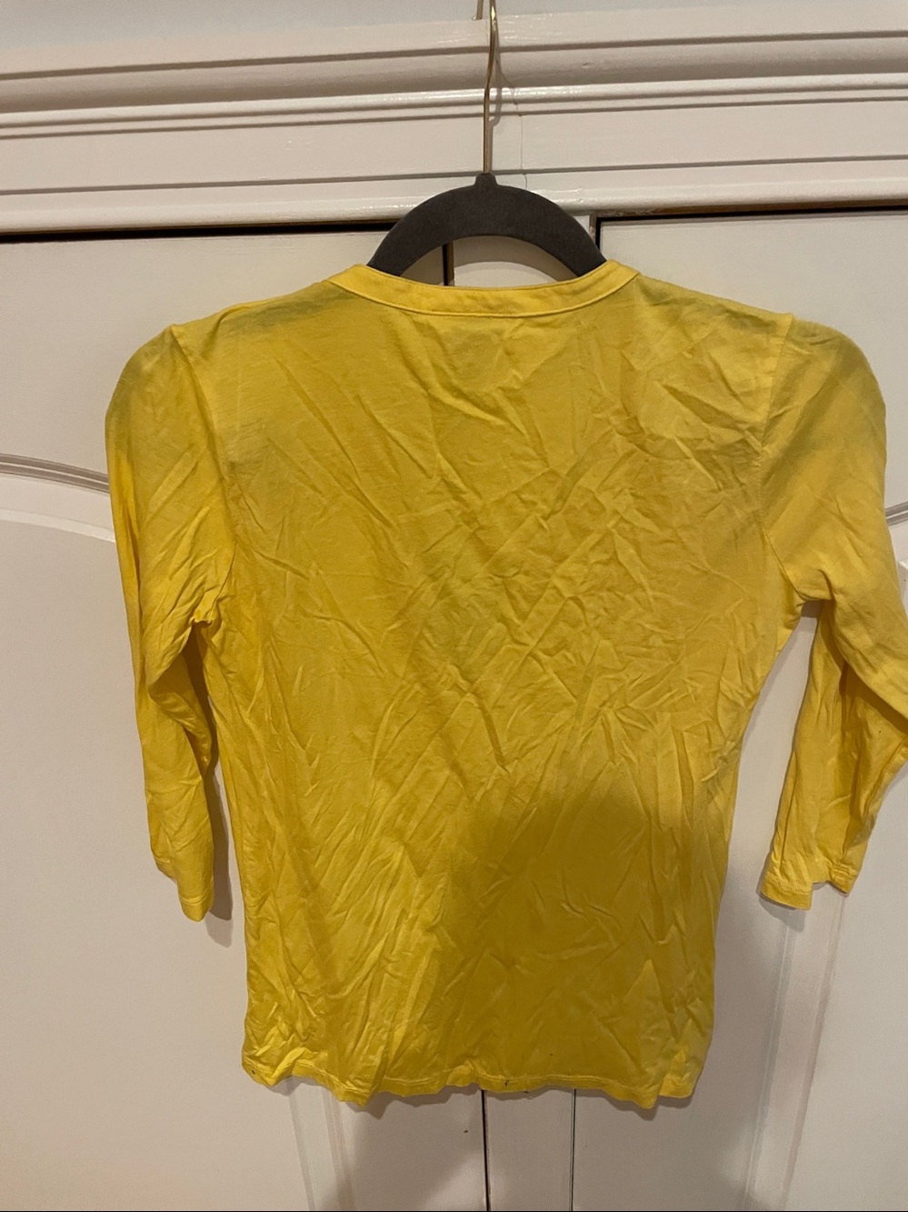 LOFT Yellow V-Neck Pintuck 3/4 Sleeve Top - Picture 3 of 3